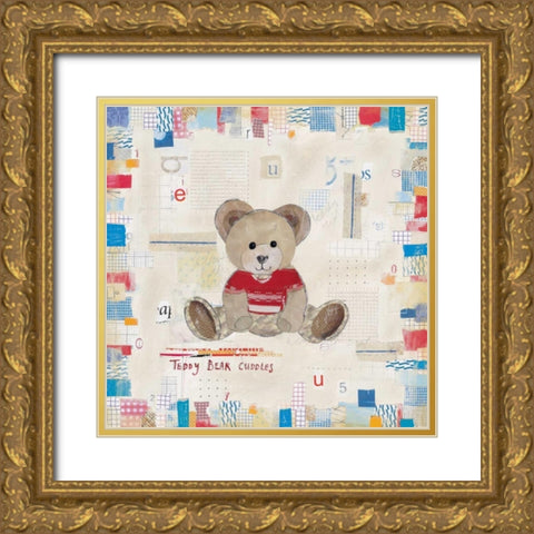 Teddy Bear Cuddles Gold Ornate Wood Framed Art Print with Double Matting by Pope, Kate and Elizabeth