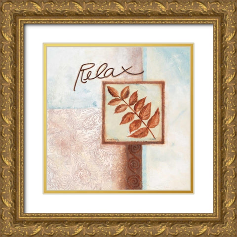 Relax Gold Ornate Wood Framed Art Print with Double Matting by Woods, Maria