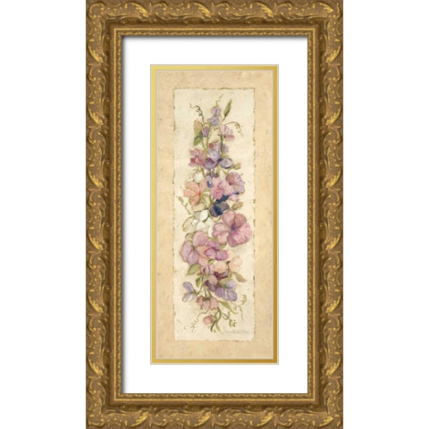 Sweetpeas for Annabelle I Gold Ornate Wood Framed Art Print with Double Matting by Olson, Charlene