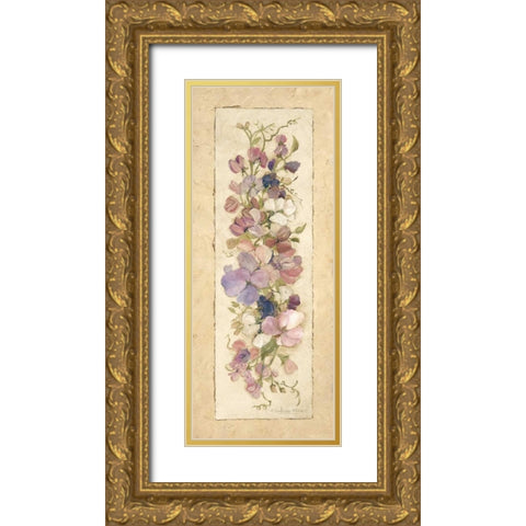 Sweetpeas for Annabelle II Gold Ornate Wood Framed Art Print with Double Matting by Olson, Charlene