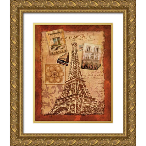Memories of Paris Gold Ornate Wood Framed Art Print with Double Matting by Knutsen, Conrad