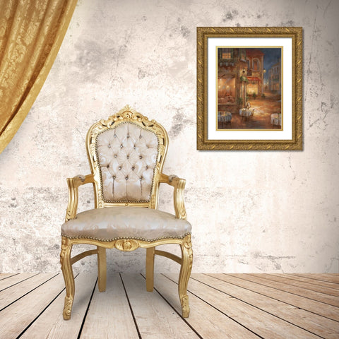 Cafe Marie Gold Ornate Wood Framed Art Print with Double Matting by Nan
