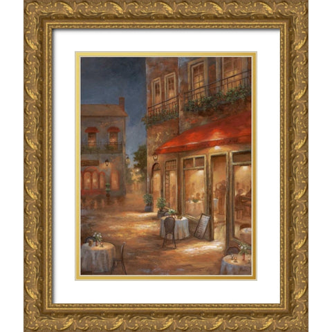 Cafe Marquerite Gold Ornate Wood Framed Art Print with Double Matting by Nan