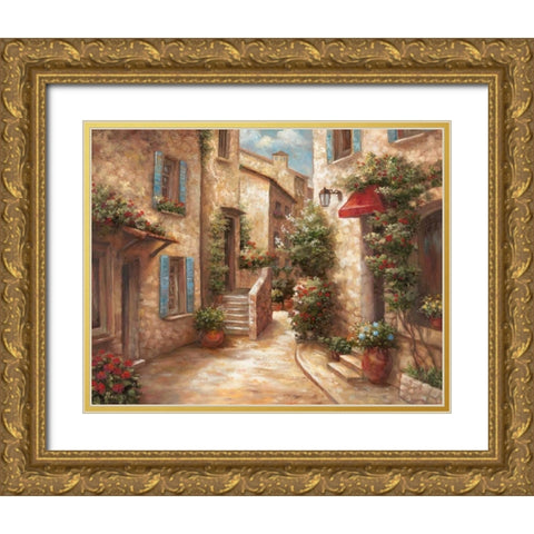 Italiano Villagio I Gold Ornate Wood Framed Art Print with Double Matting by Nan