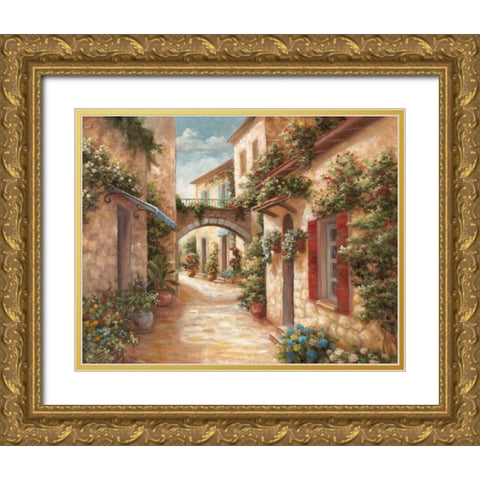 Italiano Villagio II Gold Ornate Wood Framed Art Print with Double Matting by Nan