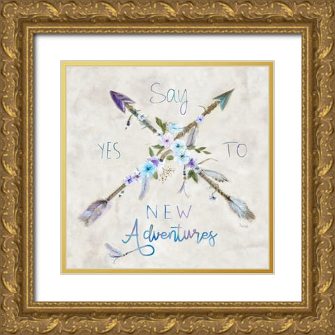 Boho Arrow Gold Ornate Wood Framed Art Print with Double Matting by Dunlap, Marilyn