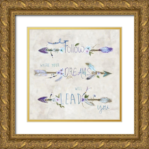 Boho Arrow Dreams Gold Ornate Wood Framed Art Print with Double Matting by Dunlap, Marilyn