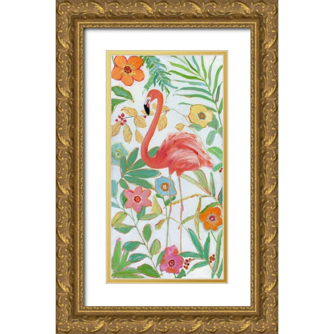 Flamingo Party II Gold Ornate Wood Framed Art Print with Double Matting by Swatland, Sally