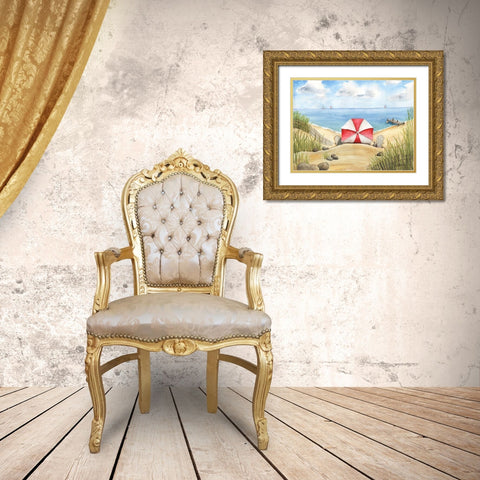 Beach Bliss Gold Ornate Wood Framed Art Print with Double Matting by Halm, Carol