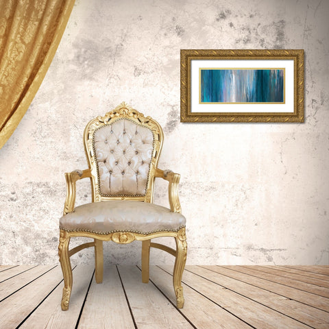 Falling Blue Gold Ornate Wood Framed Art Print with Double Matting by Butler, John