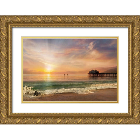 A Days Sail Gold Ornate Wood Framed Art Print with Double Matting by Calascibetta, Mike