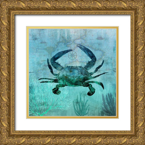 Pacific Crab Gold Ornate Wood Framed Art Print with Double Matting by Nan