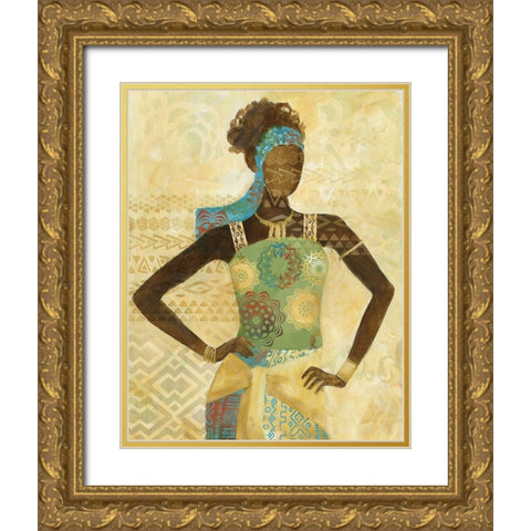 Tribal Vision Gold Ornate Wood Framed Art Print with Double Matting by Nan