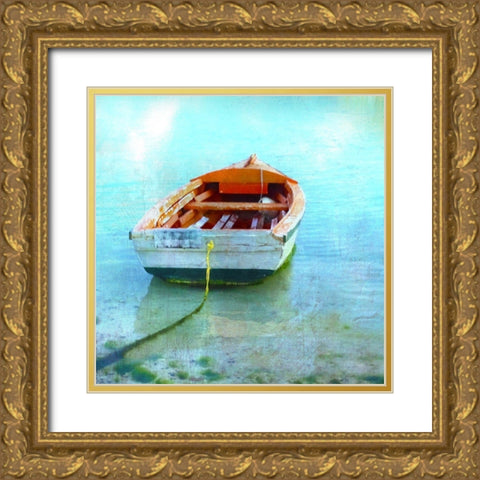 Color Tint Boat Gold Ornate Wood Framed Art Print with Double Matting by Nan