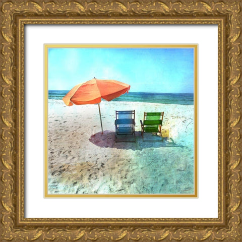 Color Tint Sea Gold Ornate Wood Framed Art Print with Double Matting by Nan