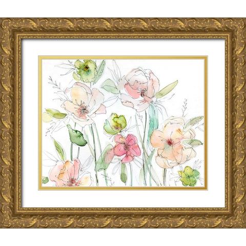 Garden Dance Gold Ornate Wood Framed Art Print with Double Matting by Robinson, Carol