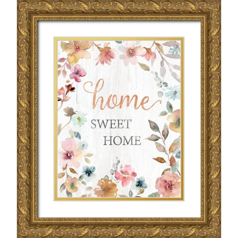 Home Sweet Home Gold Ornate Wood Framed Art Print with Double Matting by Robinson, Carol