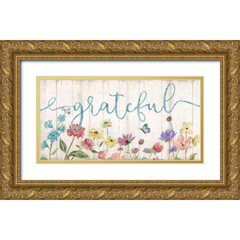 Grateful Wildflowers Gold Ornate Wood Framed Art Print with Double Matting by Nan