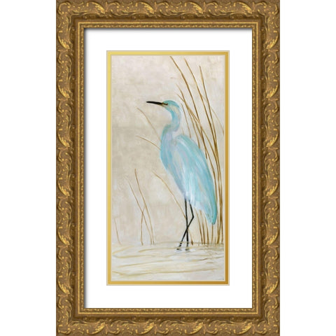 Soft Egret II Gold Ornate Wood Framed Art Print with Double Matting by Swatland, Sally