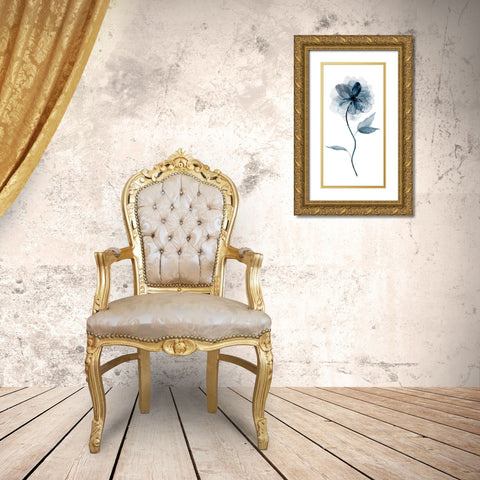 Indigo Floral I Gold Ornate Wood Framed Art Print with Double Matting by Robinson, Carol