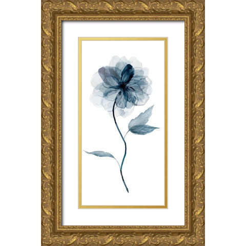 Indigo Floral I Gold Ornate Wood Framed Art Print with Double Matting by Robinson, Carol