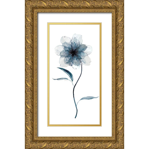 Indigo Foral II Gold Ornate Wood Framed Art Print with Double Matting by Robinson, Carol