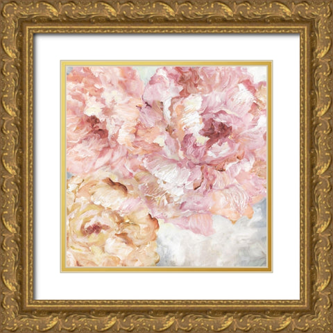 Contemporary Peonies I Gold Ornate Wood Framed Art Print with Double Matting by Nan
