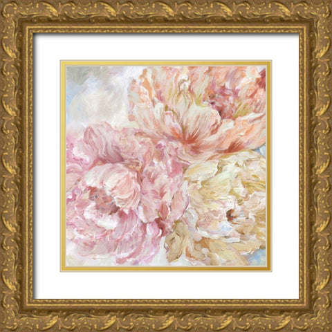 Contemporary Peonies II Gold Ornate Wood Framed Art Print with Double Matting by Nan