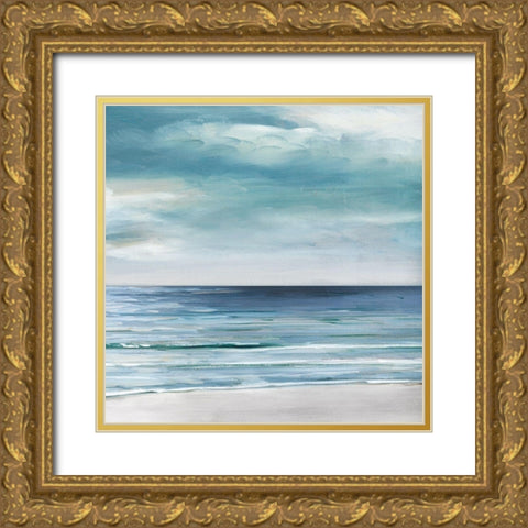 Blue Silver Shore - Detail II Gold Ornate Wood Framed Art Print with Double Matting by Swatland, Sally