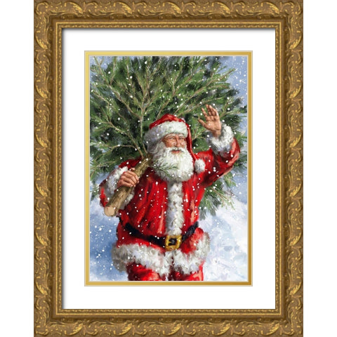 Christmas Tree Farm Gold Ornate Wood Framed Art Print with Double Matting by Corti, Marcello