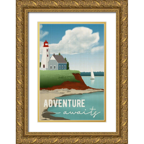 Adventure Gold Ornate Wood Framed Art Print with Double Matting by Robinson, Carol