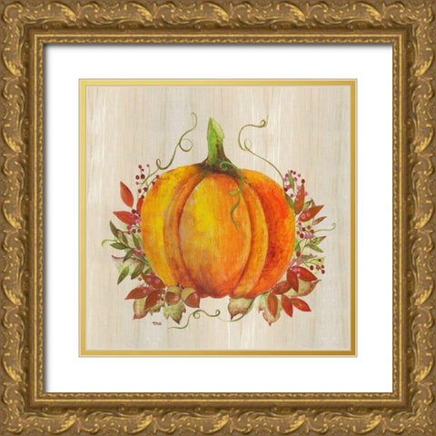 Pumpkin in Fall Gold Ornate Wood Framed Art Print with Double Matting by Tava Studios