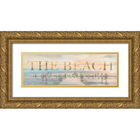 The Beach is Gold Ornate Wood Framed Art Print with Double Matting by Calascibetta, Mike