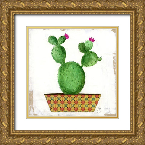 Boho Cacti I Gold Ornate Wood Framed Art Print with Double Matting by Tava Studios
