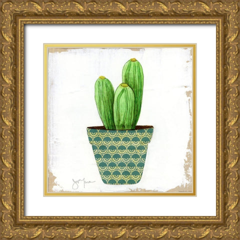 Boho Cacti II Gold Ornate Wood Framed Art Print with Double Matting by Tava Studios