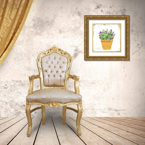 Boho Cacti IV Gold Ornate Wood Framed Art Print with Double Matting by Tava Studios