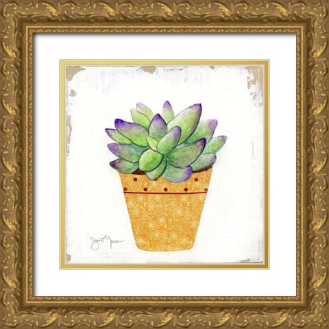 Boho Cacti IV Gold Ornate Wood Framed Art Print with Double Matting by Tava Studios