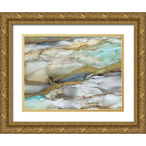 Marbled Glass II Gold Ornate Wood Framed Art Print with Double Matting by Robinson, Carol
