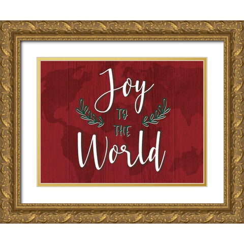 Joy to the World Gold Ornate Wood Framed Art Print with Double Matting by CAD Designs