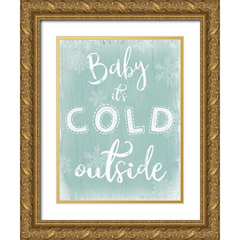 Cold Outside Gold Ornate Wood Framed Art Print with Double Matting by CAD Designs