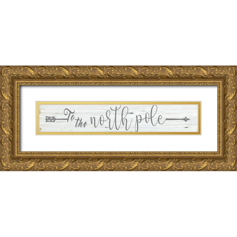 To The North Pole Gold Ornate Wood Framed Art Print with Double Matting by CAD Designs