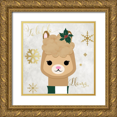 Fa La Llama Gold Ornate Wood Framed Art Print with Double Matting by CAD Designs