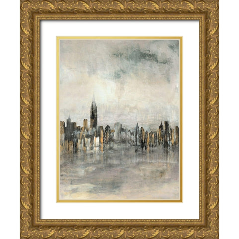 City Lights Gold Ornate Wood Framed Art Print with Double Matting by Jill, Susan