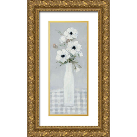 Gingham Anemone II Gold Ornate Wood Framed Art Print with Double Matting by Swatland, Sally