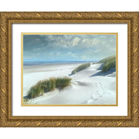 White Sands Gold Ornate Wood Framed Art Print with Double Matting by Calascibetta, Mike