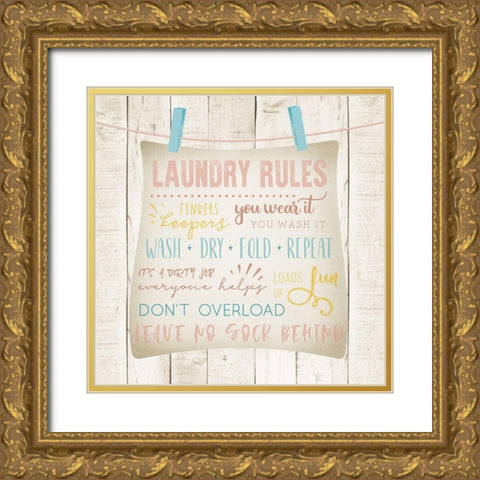 Laundry Rules Gold Ornate Wood Framed Art Print with Double Matting by CAD Designs