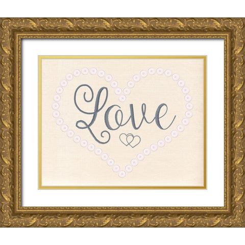 Stitched Love Gold Ornate Wood Framed Art Print with Double Matting by Santiago, Daniela