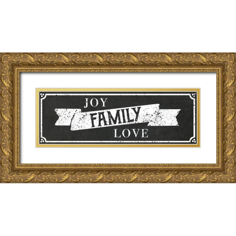 Joy Family Love Gold Ornate Wood Framed Art Print with Double Matting by CAD Designs