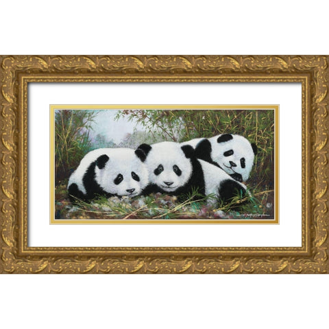 Panda Play Gold Ornate Wood Framed Art Print with Double Matting by Orme, E. Anthony
