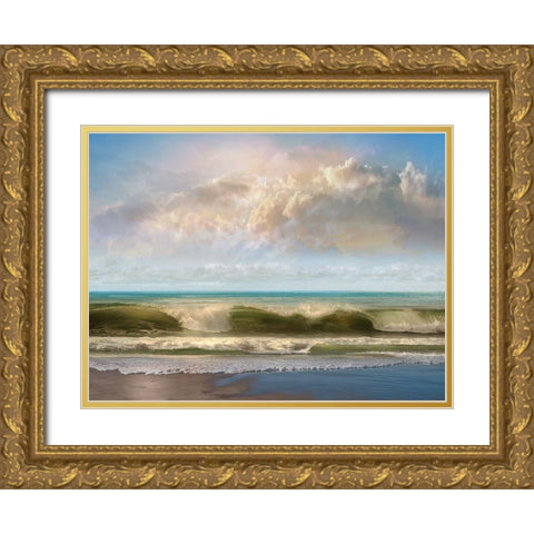 Beach Break Gold Ornate Wood Framed Art Print with Double Matting by Calascibetta, Mike